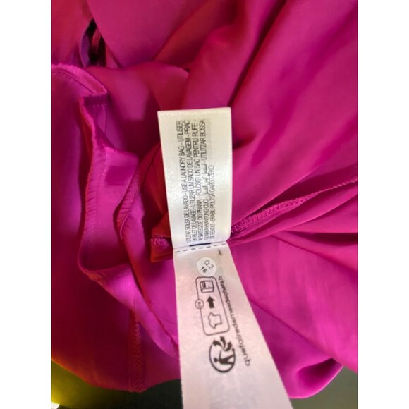 Zara Fuchsia Pink Small Flowy Satin Maxi Dress Elegant Cocktail Glam Boho Classy - Picture 8 of 8